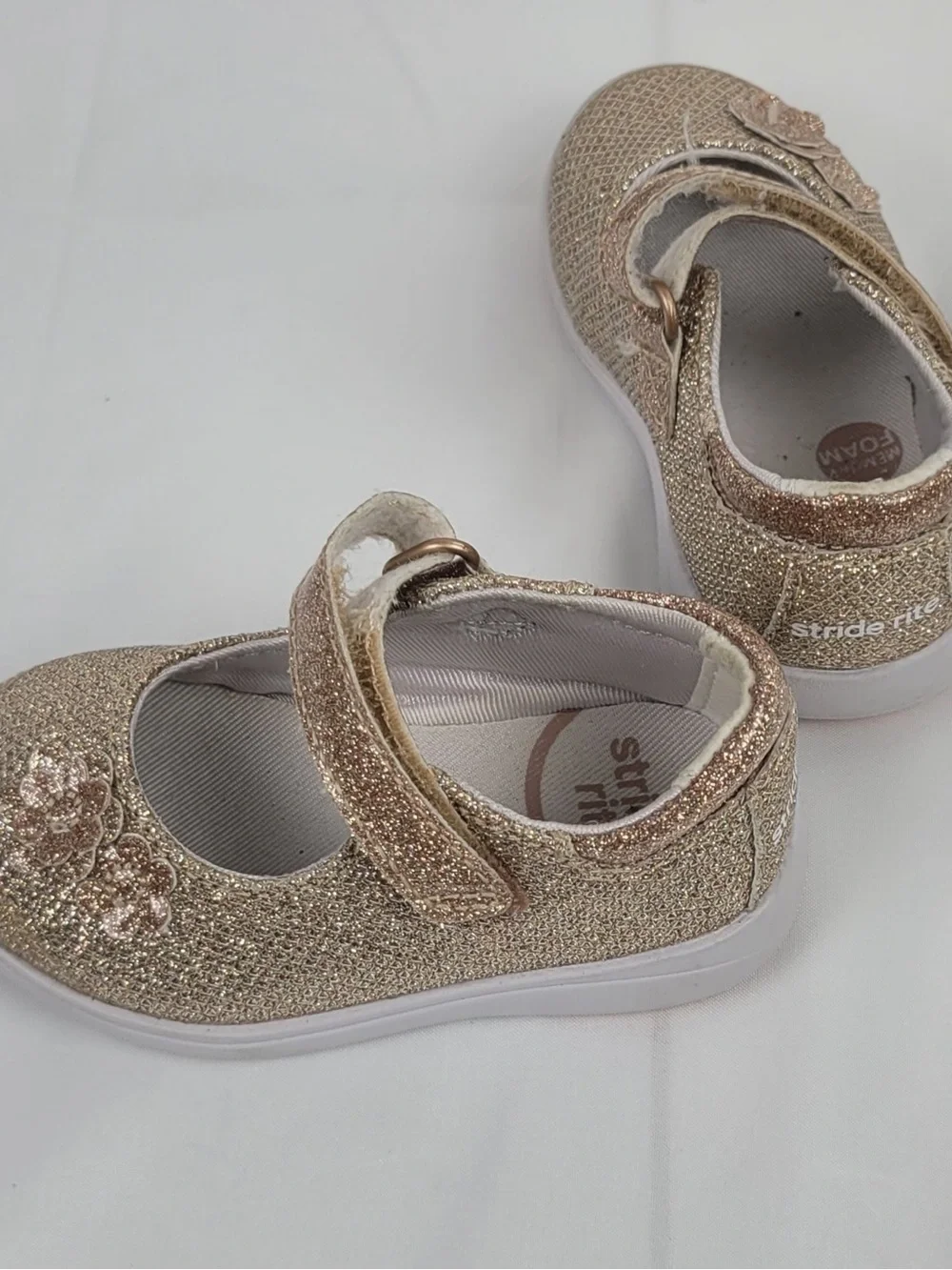 Stride Rite Girls Rose Gold Glitter Mary Jane Shoes